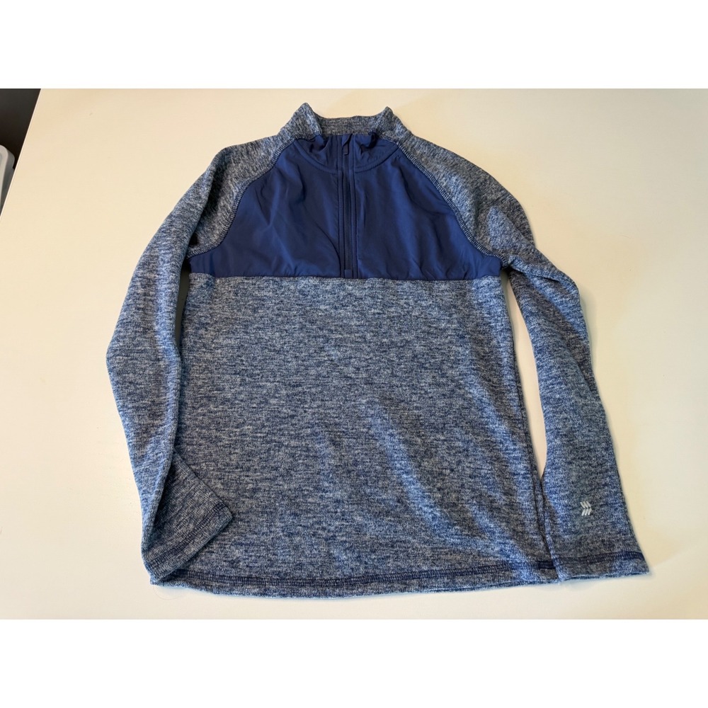 All In Motion Boys Blue Heathered Quarter Zip Fleece Pullover Size M 8/10